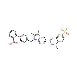 Cc1c(C)n(Cc2ccc(-c3ccccc3C(=O)O)cc2)c2ccc(C(=O)N[C@@H](C)c3ccc(S(C)(=O)=O)cc3)cc12 ZINC000205959201