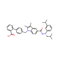 Cc1c(C)n(Cc2ccc(-c3ccccc3C(=O)O)cc2)c2ccc(C(=O)N[C@@H](CC(C)C)c3cccc(C(C)C)c3)cc12 ZINC000199337196