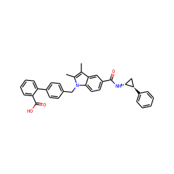 Cc1c(C)n(Cc2ccc(-c3ccccc3C(=O)O)cc2)c2ccc(C(=O)N[C@@H]3C[C@H]3c3ccccc3)cc12 ZINC000205995956