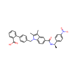 Cc1c(C)n(Cc2ccc(-c3ccccc3C(=O)O)cc2)c2ccc(C(=O)N[C@H](C)c3ccc([N+](=O)[O-])cc3)cc12 ZINC000169339857