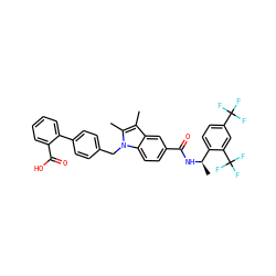 Cc1c(C)n(Cc2ccc(-c3ccccc3C(=O)O)cc2)c2ccc(C(=O)N[C@H](C)c3ccc(C(F)(F)F)cc3C(F)(F)F)cc12 ZINC000220438648