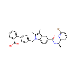 Cc1c(C)n(Cc2ccc(-c3ccccc3C(=O)O)cc2)c2ccc(C(=O)N[C@H](C)c3cccc(Br)n3)cc12 ZINC000220435031