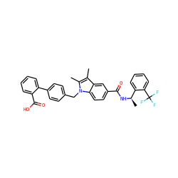 Cc1c(C)n(Cc2ccc(-c3ccccc3C(=O)O)cc2)c2ccc(C(=O)N[C@H](C)c3ccccc3C(F)(F)F)cc12 ZINC000205975894