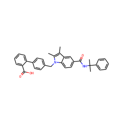 Cc1c(C)n(Cc2ccc(-c3ccccc3C(=O)O)cc2)c2ccc(C(=O)NC(C)(C)c3ccccc3)cc12 ZINC000198310055