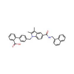 Cc1c(C)n(Cc2ccc(-c3ccccc3C(=O)O)cc2)c2ccc(C(=O)NCc3cccc4ccccc34)cc12 ZINC000205980580