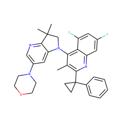Cc1c(C2(c3ccccc3)CC2)nc2cc(F)cc(F)c2c1N1CC(C)(C)c2ncc(N3CCOCC3)cc21 ZINC000118093655