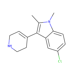 Cc1c(C2=CCNCC2)c2cc(Cl)ccc2n1C ZINC000096910233
