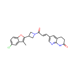 Cc1c(C2CN(C(=O)/C=C/c3cnc4c(c3)CCC(=O)N4)C2)oc2ccc(Cl)cc12 ZINC000299833830