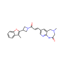 Cc1c(C2CN(C(=O)/C=C/c3cnc4c(c3)CN(C)CC(=O)N4)C2)oc2ccccc12 ZINC000299829813