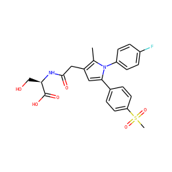 Cc1c(CC(=O)N[C@H](CO)C(=O)O)cc(-c2ccc(S(C)(=O)=O)cc2)n1-c1ccc(F)cc1 ZINC000103232516