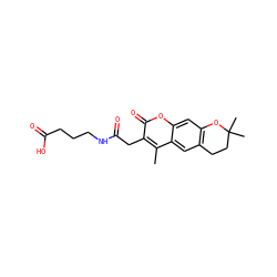 Cc1c(CC(=O)NCCCC(=O)O)c(=O)oc2cc3c(cc12)CCC(C)(C)O3 ZINC000006624405