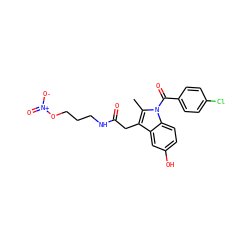 Cc1c(CC(=O)NCCCO[N+](=O)[O-])c2cc(O)ccc2n1C(=O)c1ccc(Cl)cc1 ZINC000028862780