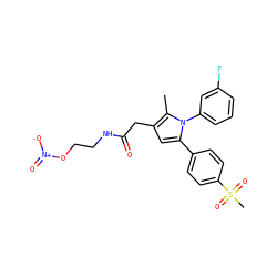Cc1c(CC(=O)NCCO[N+](=O)[O-])cc(-c2ccc(S(C)(=O)=O)cc2)n1-c1cccc(F)c1 ZINC000103232547