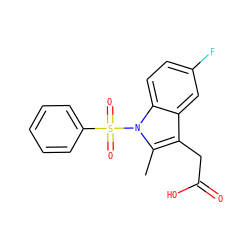Cc1c(CC(=O)O)c2cc(F)ccc2n1S(=O)(=O)c1ccccc1 ZINC000013673913