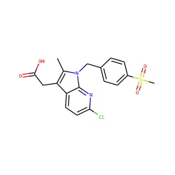 Cc1c(CC(=O)O)c2ccc(Cl)nc2n1Cc1ccc(S(C)(=O)=O)cc1 ZINC000038268055