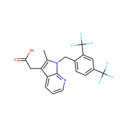 Cc1c(CC(=O)O)c2cccnc2n1Cc1ccc(C(F)(F)F)cc1C(F)(F)F ZINC000117595435