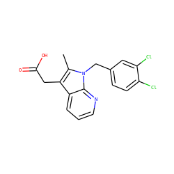 Cc1c(CC(=O)O)c2cccnc2n1Cc1ccc(Cl)c(Cl)c1 ZINC000096285990