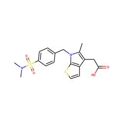 Cc1c(CC(=O)O)c2ccsc2n1Cc1ccc(S(=O)(=O)N(C)C)cc1 ZINC000066078602