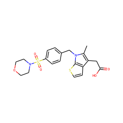 Cc1c(CC(=O)O)c2ccsc2n1Cc1ccc(S(=O)(=O)N2CCOCC2)cc1 ZINC000066097601