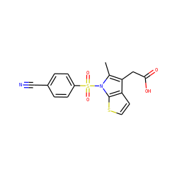 Cc1c(CC(=O)O)c2ccsc2n1S(=O)(=O)c1ccc(C#N)cc1 ZINC000066098452