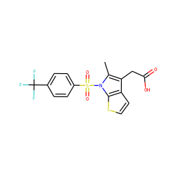 Cc1c(CC(=O)O)c2ccsc2n1S(=O)(=O)c1ccc(C(F)(F)F)cc1 ZINC000043206994