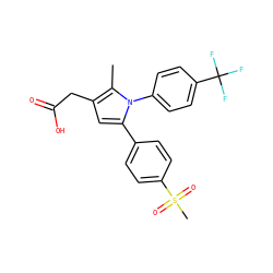 Cc1c(CC(=O)O)cc(-c2ccc(S(C)(=O)=O)cc2)n1-c1ccc(C(F)(F)F)cc1 ZINC000013643751
