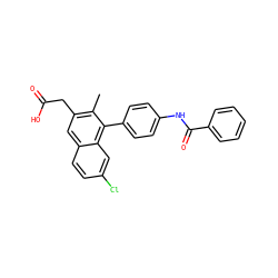 Cc1c(CC(=O)O)cc2ccc(Cl)cc2c1-c1ccc(NC(=O)c2ccccc2)cc1 ZINC000205731478