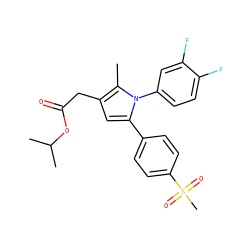 Cc1c(CC(=O)OC(C)C)cc(-c2ccc(S(C)(=O)=O)cc2)n1-c1ccc(F)c(F)c1 ZINC000045336879