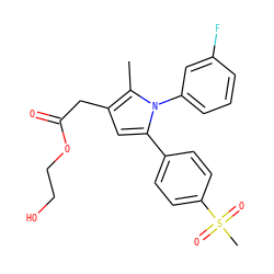 Cc1c(CC(=O)OCCO)cc(-c2ccc(S(C)(=O)=O)cc2)n1-c1cccc(F)c1 ZINC000073224102