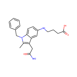 Cc1c(CC(N)=O)c2cc(NCCCC(=O)O)ccc2n1Cc1ccccc1 ZINC000013446152