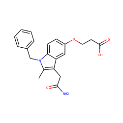 Cc1c(CC(N)=O)c2cc(OCCC(=O)O)ccc2n1Cc1ccccc1 ZINC000013445831