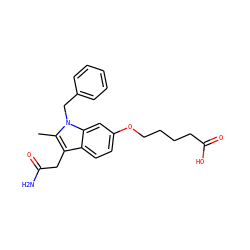 Cc1c(CC(N)=O)c2ccc(OCCCCC(=O)O)cc2n1Cc1ccccc1 ZINC000013445844