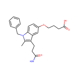 Cc1c(CCC(N)=O)c2cc(OCCCC(=O)O)ccc2n1Cc1ccccc1 ZINC000013446196