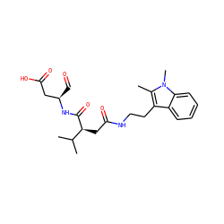 Cc1c(CCNC(=O)C[C@H](C(=O)N[C@H](C=O)CC(=O)O)C(C)C)c2ccccc2n1C ZINC000058592872