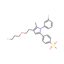 Cc1c(CCOCCCF)cc(-c2ccc(S(C)(=O)=O)cc2)n1-c1cccc(F)c1 ZINC000653689036