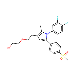 Cc1c(CCOCCO)cc(-c2ccc(S(C)(=O)=O)cc2)n1-c1ccc(F)c(F)c1 ZINC000095591509