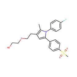 Cc1c(CCOCCO)cc(-c2ccc(S(C)(=O)=O)cc2)n1-c1ccc(F)cc1 ZINC000095592341