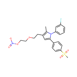 Cc1c(CCOCCO[N+](=O)[O-])cc(-c2ccc(S(C)(=O)=O)cc2)n1-c1cccc(F)c1 ZINC000095586556