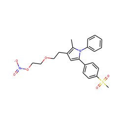 Cc1c(CCOCCO[N+](=O)[O-])cc(-c2ccc(S(C)(=O)=O)cc2)n1-c1ccccc1 ZINC000095587143