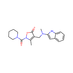 Cc1c(CN(C)c2cc3ccccc3[nH]2)c(=O)on1C(=O)N1CCCCC1 ZINC000026940482