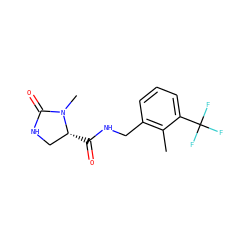 Cc1c(CNC(=O)[C@@H]2CNC(=O)N2C)cccc1C(F)(F)F ZINC000095565590