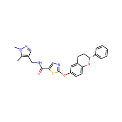 Cc1c(CNC(=O)c2cnc(Oc3ccc4c(c3)CC[C@H](c3ccccc3)O4)s2)cnn1C ZINC000169710441