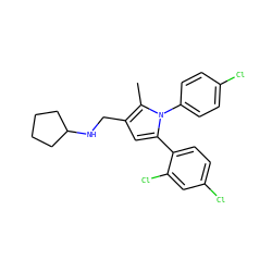 Cc1c(CNC2CCCC2)cc(-c2ccc(Cl)cc2Cl)n1-c1ccc(Cl)cc1 ZINC000043079155