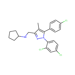Cc1c(CNC2CCCC2)nn(-c2ccc(Cl)cc2Cl)c1-c1ccc(Cl)cc1 ZINC000040892463