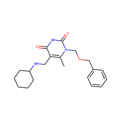 Cc1c(CNC2CCCCC2)c(=O)[nH]c(=O)n1COCc1ccccc1 ZINC000028866869