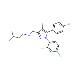 Cc1c(CNCCC(C)C)nn(-c2ccc(Cl)cc2Cl)c1-c1ccc(Cl)cc1 ZINC000040394915