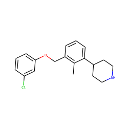 Cc1c(COc2cccc(Cl)c2)cccc1C1CCNCC1 ZINC000040939805