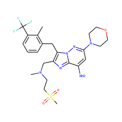 Cc1c(Cc2c(CN(C)CCS(C)(=O)=O)nc3c(N)cc(N4CCOCC4)nn23)cccc1C(F)(F)F ZINC001772645602