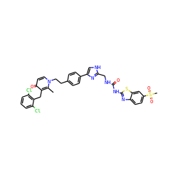 Cc1c(Cc2c(Cl)cccc2Cl)c(=O)ccn1CCc1ccc(-c2c[nH]c(CNC(=O)Nc3nc4ccc(S(C)(=O)=O)cc4s3)n2)cc1 ZINC000028710340