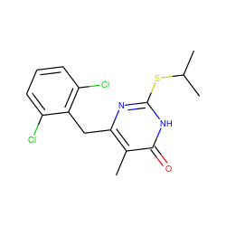 Cc1c(Cc2c(Cl)cccc2Cl)nc(SC(C)C)[nH]c1=O ZINC000013556522
